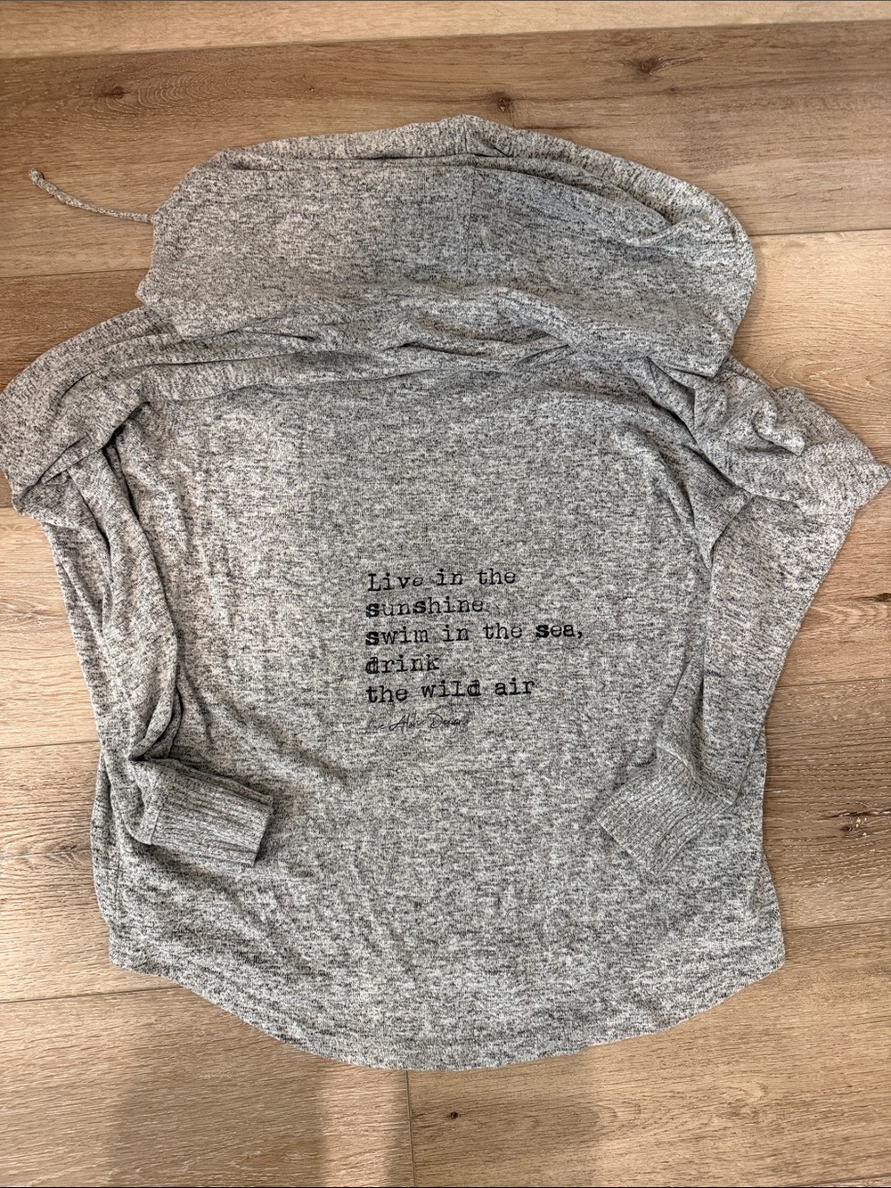 Gray Hooded Women's Pullover Sweatshirt with Script Print
